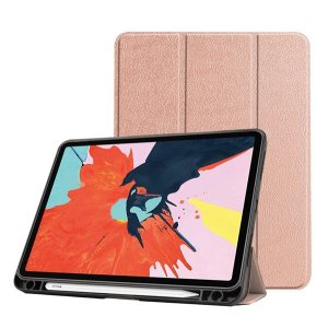Husă în picioare, efect piele (FLIP activ, deschidere laterală, TRIFOLD, suport birou, suport creion) ROSE GOLD Apple IPAD Air 2020 (Air 4), Apple IPAD Air 2022