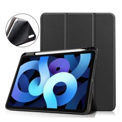   Husă în picioare, efect piele (FLIP activ, deschidere laterală, TRIFOLD, suport birou, suport creion) NEGRU Apple IPAD Air 2020 (Air 4), Apple IPAD Air 2022