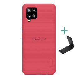   Protector de telefon din plastic NILLKIN SUPER FROSTED (cauciucat, suprafață aspră + suport de birou) ROȘU Samsung Galaxy A42 5G (SM-A425F)