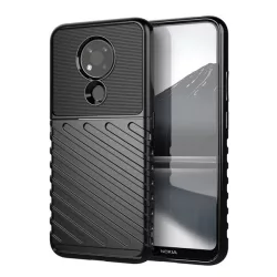   HUSĂ! - protecțiede telefon din silicon (rezistent la impact mediu, cu dungi, model convex) negru Nokia 3.4