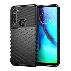 HUSĂ! - Protector de telefon din silicon (rezistent la impact mediu, cu dungi, model convex) NEGRU Motorola Moto G Pro (XT2043)