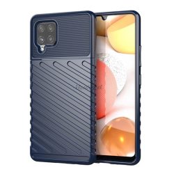   Protector din silicon pentru telefon (rezistent mediu la impact, cu dungi, model convex) ALBASTRU ÎNCHIS Samsung Galaxy A42 5G (SM-A425F)