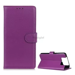   HUSĂ! - Carcasă în picioare, efect piele (FLIP, deschidere laterală, funcție de suport pentru desktop, premium) PURPLE Asus Zenfone 7 Pro (ZS671KS), Asus Zenfone 7 (ZS670KS)