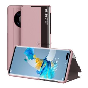 HUSĂ! - Husă în picioare, efect piele (FLIP, deschidere laterală, funcție de suport pentru birou, afișare număr de telefon, fereastră de vizualizare) ROZ Huawei Mate 40 Pro