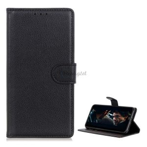 Husă în picioare, efect piele (FLIP, deschidere laterală, funcție de suport pentru desktop, premium) NEGRU Samsung Galaxy A42 5G (SM-A425F)