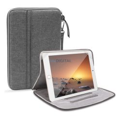   Geantă de birou, textilă (universală, interior din microfibră plușată, fermoar, suport pentru masă, curea pentru încheietura mâinii, dimensiune 11") GREY