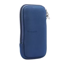  Husă în picioare, textil (universal, interior rezistent la șocuri, fermoar, dimensiune 6.7-6.9" + curea de gât) ALBASTRU ÎNCHIS