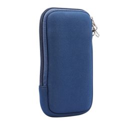   HUSĂ! - Husă stativă, textil (universal, rezistent la șocuri în interior, cu fermoar, dimensiune 4.7-5.4" + curea de gât) BUTTON pentru Xiaomi Poco F5 Pro, Alcatel OTE, Alcatel OTE S853, ZTE Blade Super, Motorola E3, Honor B