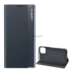   HUSĂ! - Husă în picioare, efect textil (FLIP activ, deschidere laterală, funcție de suport pentru masă, husă Smart View) ALBASTRU ÎNCHIS Apple iPhone 12, Apple iPhone 12 Pro