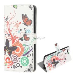   Husă în picioare, efect piele (FLIP, deschidere laterală, funcție suport pentru masă, fluture, model cerc) ALB Samsung Galaxy A42 5G (SM-A425F)