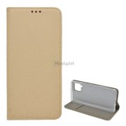   Carcasă în picioare, efect piele (FLIP, deschidere laterală, funcție suport pentru masă, model romb) GOLD Samsung Galaxy A42 5G (SM-A425F)