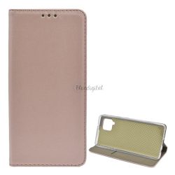   Carcasa in picioare, efect piele (FLIP, deschidere laterala, functie suport de masa) ROSE GOLD Samsung Galaxy A42 5G (SM-A425F)