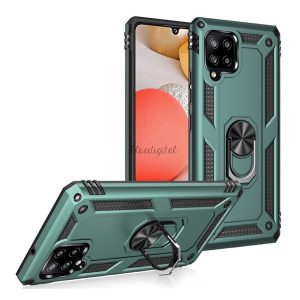 Protector de telefon din plastic Defender (rezistent mediu la impact, interior din silicon, inel de suport pentru telefon, placă metalică încorporată) VERDE ÎNCHIS Samsung Galaxy A42 5G (SM-A425F)