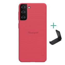   HUSĂ! - Protector de telefon din plastic NILLKIN SUPER FROSTED (cauciucat, suprafață aspră + suport de birou) ROȘU Samsung Galaxy S21 Plus (SM-G996) 5G