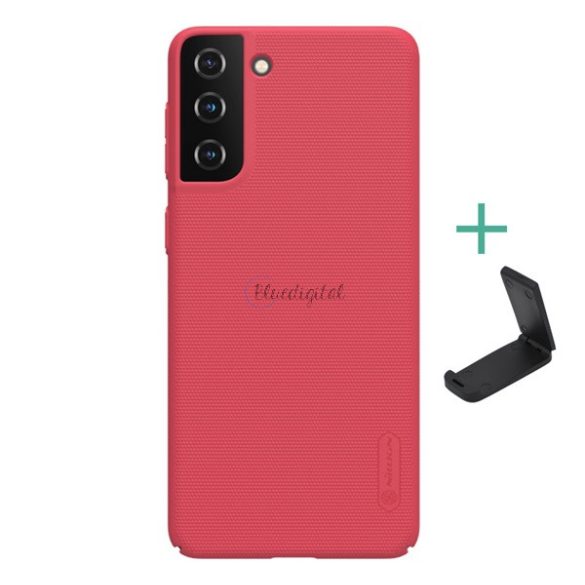 HUSĂ! - Protector de telefon din plastic NILLKIN SUPER FROSTED (cauciucat, suprafață aspră + suport de birou) ROȘU Samsung Galaxy S21 Plus (SM-G996) 5G