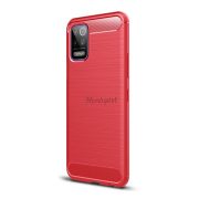   Protector de telefon din silicon (rezistență medie la impact, colț cu pernă de aer, periat, model carbon) ROSIU LG K52 (LMK520)