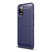   Protector de telefon din silicon (rezistență medie la impact, colț cu perne de aer, periat, model carbon) ALBASTRU ÎNCHIS LG K52 (LMK520)