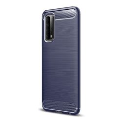   HUSĂ! - Silicon protecțiepentru telefon (rezistent la impact mediu, călcâi cu pernă de aer, periat, model de carbon) CUTTING albastruHuawei P Smart (2021)