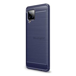   Protector de telefon din silicon (rezistență medie la impact, colț cu pernă de aer, periat, model carbon) ALBASTRU ÎNCHIS Samsung Galaxy A42 5G (SM-A425F)
