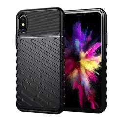   HUSĂ! - Protector de telefon din silicon (rezistență medie la impact, în dungi, model convex) NEGRU Apple iPhone XS 5.8, Apple iPhone X 5.8