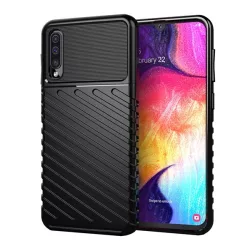   HUSĂ! - Protector de telefon din silicon (rezistență medie la impact, în dungi, model convex) NEGRU Samsung Galaxy A50s (SM-A507F), Samsung Galaxy A50 (SM-A505F), Samsung Galaxy A30s (SM-A307F)