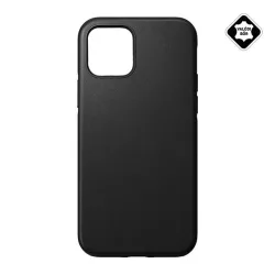   HUSĂ! - Protectie de telefon din plastic 4-OK (spate din piele naturala, interior din microfibra de pluș anti-zgârieturi, premium) NEGRU Apple iPhone 12 Pro Max