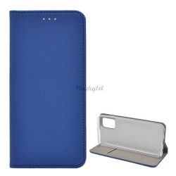   Carcasă în picioare, efect piele (FLIP, deschidere laterală, funcție suport pentru masă, model romb) ALBASTRU ÎNCHIS Samsung Galaxy A02s (SM-A025F)