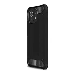   HUSĂ! - Protector de telefon din plastic Defender (rezistenta la impact mediu, colt cu perna de aer, interior din silicon, efect metalic) NEGRU Xiaomi Mi 11 5G