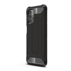   HUSĂ! - Protector de telefon din plastic Defender (rezistență medie la impact, colț cu pernă de aer, interior din silicon, efect metalic) NEGRU Samsung Galaxy A32 5G (SM-A326)