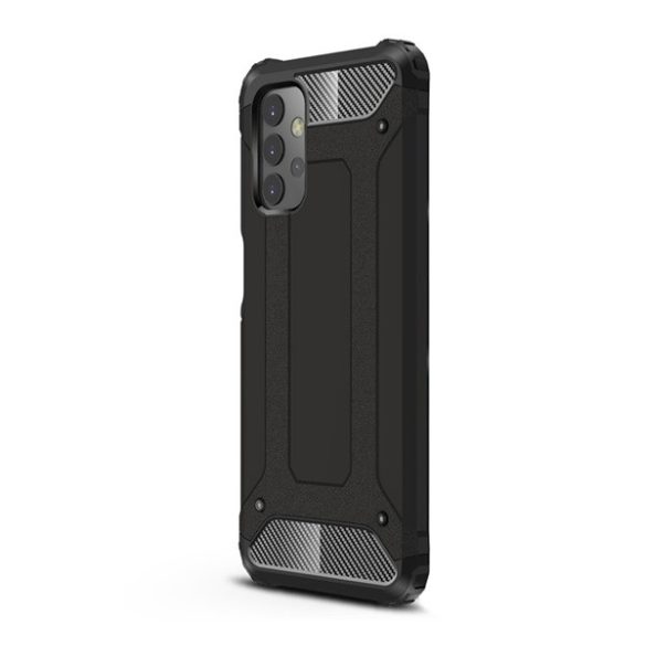 Protector de telefon din plastic Defender (rezistență medie la impact, colț cu pernă de aer, interior din silicon, efect metalic) NEGRU Samsung Galaxy A32 5G (SM-A326)