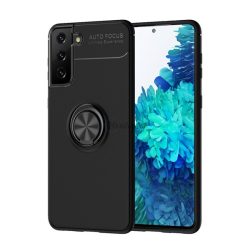   HUSĂ! - Protector de telefon din plastic Defender (rezistență medie la impact, interior din silicon, inel de suport pentru telefon, placă metalică încorporată) NEGRU Samsung Galaxy S21 Plus (SM-G996) 5G