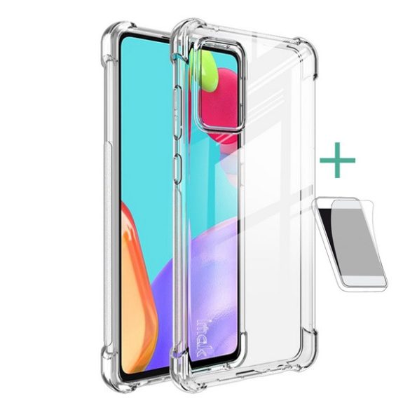 Protector de telefon din silicon IMAK (rezistență medie la impact, colț cu pernă de aer + folie de protecție pentru ecran) TRANSPARENT Samsung Galaxy A72 5G (SM-A726F), Samsung Galaxy A72 4G (SM-A725F)