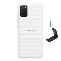   Protector de telefon din plastic NILLKIN SUPER FROSTED (cauciucat, suprafață aspră + suport de birou) ALB Samsung Galaxy A02s (SM-A025F)