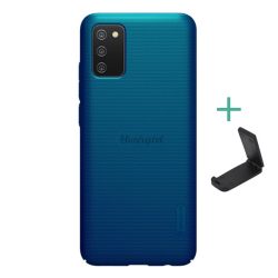   Protector de telefon din plastic NILLKIN SUPER FROSTED (cauciucat, suprafață aspră + suport de birou) ALBASTRU ÎNCHIS Samsung Galaxy A02s (SM-A025F)