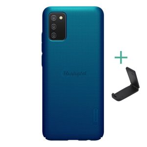 Protector de telefon din plastic NILLKIN SUPER FROSTED (cauciucat, suprafață aspră + suport de birou) ALBASTRU ÎNCHIS Samsung Galaxy A02s (SM-A025F)