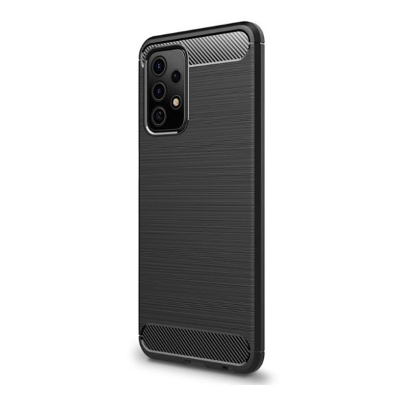 protecțiede telefon din silicon (rezistent la impact mediu, călcâi cu pernă de aer, periat, model carbon) negru Samsung Galaxy A52 5G (SM-A526F), Samsung Galaxy A52 4G (SM-A525F), Samsung Galaxy A52s 5G (SM-