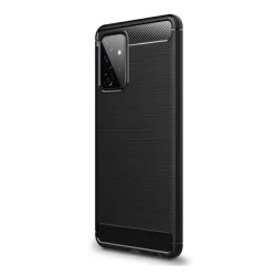   HUSĂ! - Protector de telefon din silicon (rezistență medie la impact, colț cu pernă de aer, periat, model carbon) NEGRU Samsung Galaxy A72 5G (SM-A726F), Samsung Galaxy A72 4G (SM-A725F)