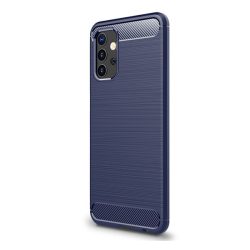   HUSĂ! - Protector de telefon din silicon (rezistență medie la impact, colț cu pernă de aer, periat, model carbon) ALBASTRU ÎNCHIS Samsung Galaxy A32 5G (SM-A326)