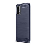   Protector de telefon din silicon (rezistenta la impact mediu, colt cu perna de aer, periat, model carbon) ALBASTRU INCHIS Xiaomi Poco M3