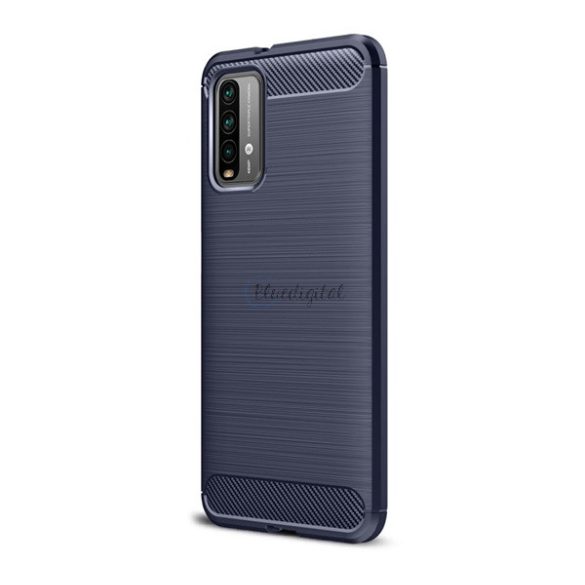 Protector de telefon din silicon (rezistenta la impact mediu, colt cu perna de aer, periat, model carbon) ALBASTRU INCHIS Xiaomi Poco M3
