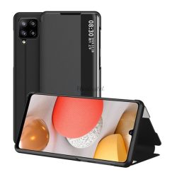   Husă în picioare, efect piele (FLIP activ, deschidere laterală, funcție de suport pentru desktop, afișare număr de telefon, fereastră de vizualizare) NEGRU Samsung Galaxy A42 5G (SM-A425F)