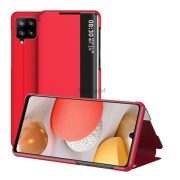   Husă în picioare, efect piele (FLIP activ, deschidere laterală, funcție de suport pentru desktop, afișare număr de telefon, fereastră de vizualizare) ROȘU Samsung Galaxy A42 5G (SM-A425F)