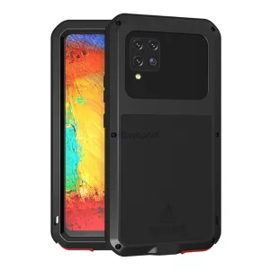 HUSĂ! - Cauciuc protector LOVE MEI defender telefon (rezistent la impact, cadru metalic) NEGRU Samsung Galaxy A42 5G (SM-A425F)