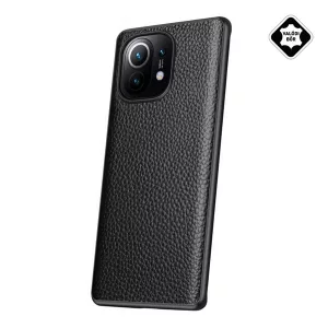 HUSĂ! - Protectie de telefon din silicon (spate din piele naturala) NEGRU Xiaomi Mi 11 5G