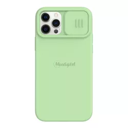  HUSĂ! - Protector de telefon din silicon NILLKIN CAMSHIELD SILKY (mat, interior din pluș din microfibră, protecție camerei, ecologic) VERDE DESCHIS Apple iPhone 12 Pro Max