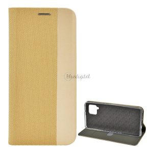 Carcasa in picioare, efect piele (FLIP, deschidere laterala, functie suport de masa, model textil) GOLD Samsung Galaxy A42 5G (SM-A425F)