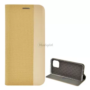 HUSĂ! - Carcasa in picioare, efect piele (FLIP, deschidere laterala, functie suport de masa, model textil) GOLD Xiaomi Mi 11 5G
