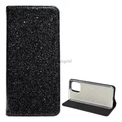   HUSĂ! - Husa in picioare, efect piele (FLIP, interior din silicon, deschidere laterala, functie suport de masa, suport card bancar, lucios) NEGRU Xiaomi Mi 11 5G