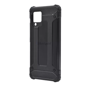 HUSĂ! - Protector de telefon din plastic Defender (rezistență medie la impact, colț cu pernă de aer, interior din silicon, efect metalic) NEGRU Samsung Galaxy A42 5G (SM-A425F)