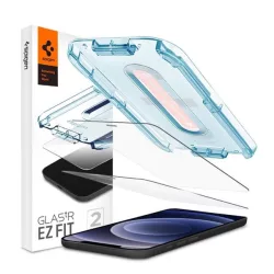   SPIGEN EZ FIT folie sticlă protecție ecran2pcs (2.5D, husă-friendly, ultra-subțire, 0.2mm, 9H + cadru) pentru Apple iPhone 12, Apple iPhone 12 Pro